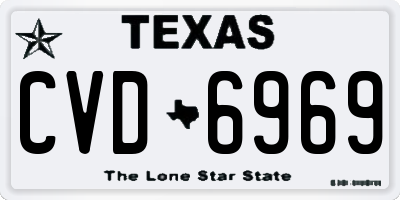 TX license plate CVD6969