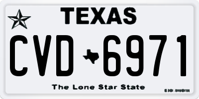 TX license plate CVD6971