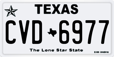 TX license plate CVD6977