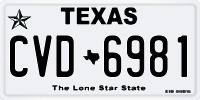 TX license plate CVD6981