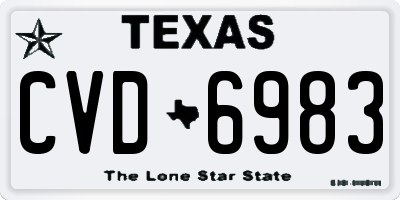 TX license plate CVD6983