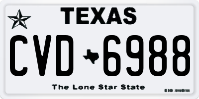 TX license plate CVD6988