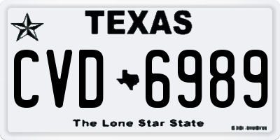 TX license plate CVD6989