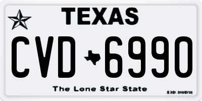 TX license plate CVD6990