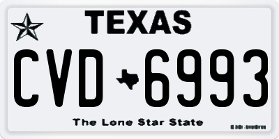 TX license plate CVD6993