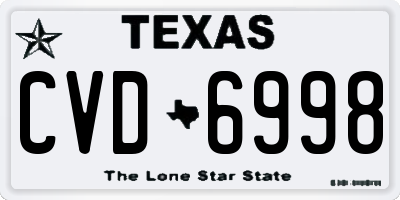 TX license plate CVD6998