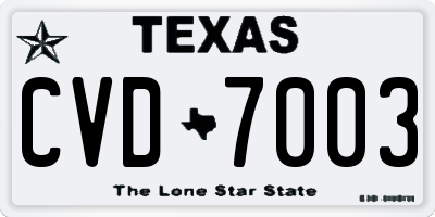 TX license plate CVD7003