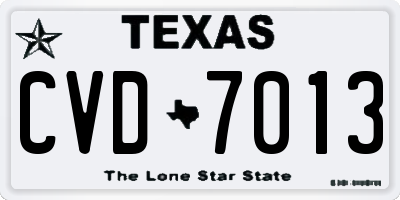 TX license plate CVD7013