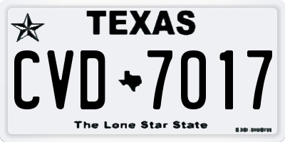 TX license plate CVD7017