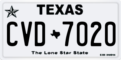 TX license plate CVD7020