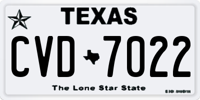 TX license plate CVD7022
