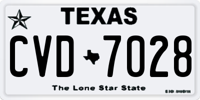 TX license plate CVD7028