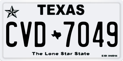 TX license plate CVD7049