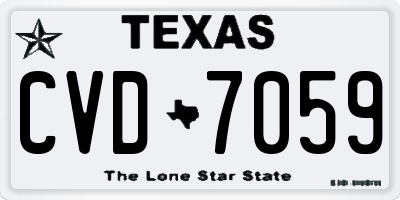 TX license plate CVD7059
