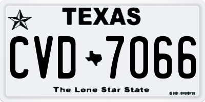 TX license plate CVD7066