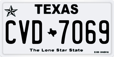 TX license plate CVD7069