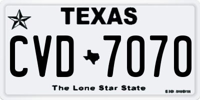 TX license plate CVD7070