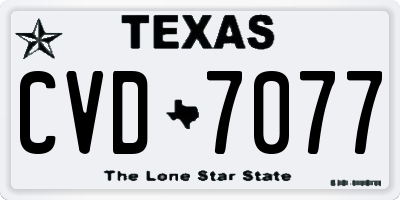 TX license plate CVD7077