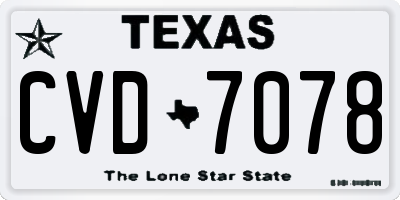 TX license plate CVD7078
