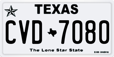 TX license plate CVD7080