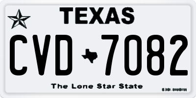 TX license plate CVD7082
