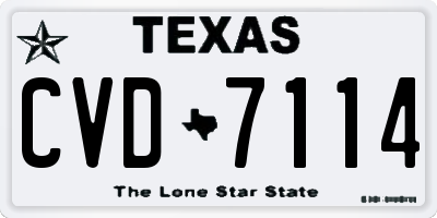 TX license plate CVD7114