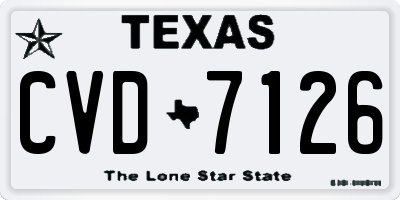 TX license plate CVD7126