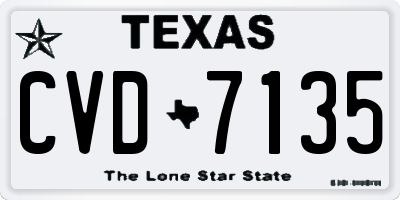 TX license plate CVD7135