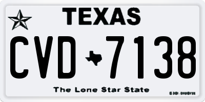 TX license plate CVD7138