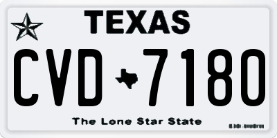 TX license plate CVD7180