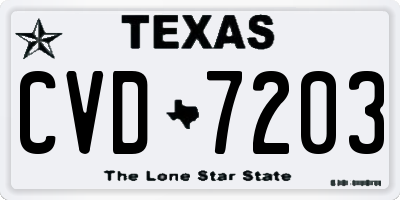 TX license plate CVD7203