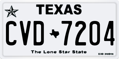 TX license plate CVD7204
