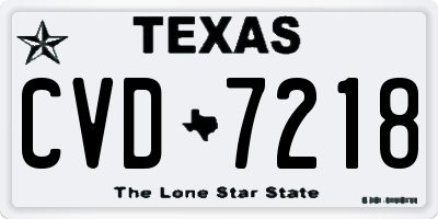 TX license plate CVD7218