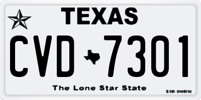 TX license plate CVD7301