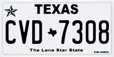 TX license plate CVD7308