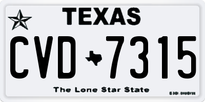 TX license plate CVD7315