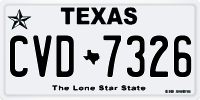 TX license plate CVD7326