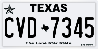 TX license plate CVD7345
