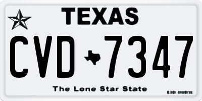 TX license plate CVD7347