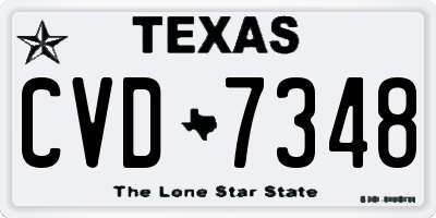 TX license plate CVD7348