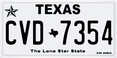 TX license plate CVD7354