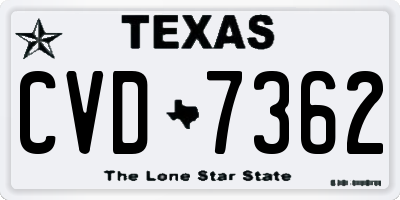 TX license plate CVD7362