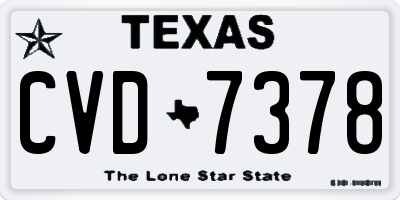 TX license plate CVD7378