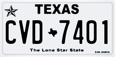 TX license plate CVD7401