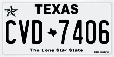 TX license plate CVD7406