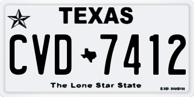 TX license plate CVD7412