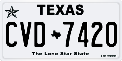 TX license plate CVD7420