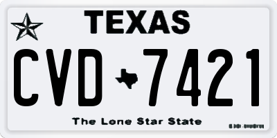 TX license plate CVD7421