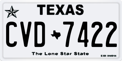 TX license plate CVD7422