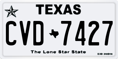 TX license plate CVD7427